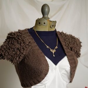 Fairy Grunge Mossy Brown Bolero/ Crop Knit Shoulder Shrug